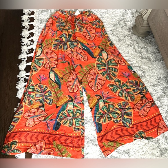 ‼️RARE‼️🎸Farm Rio🎸🔥NWT🔥Birdie Wide-Leg Pants—XS - Picture 12 of 16